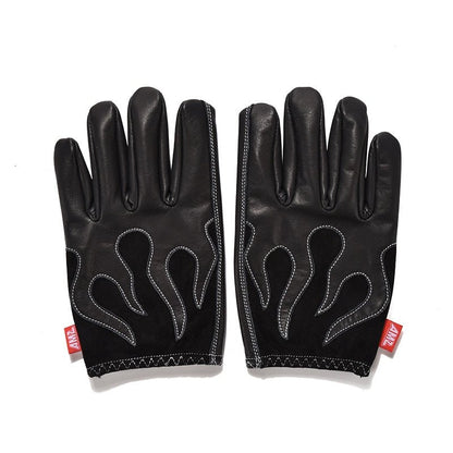 AMZ Flame Cruiser Leather Retro Motorcycle Gloves - Savile Speed Co.