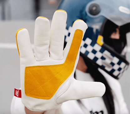 AMZ Flame Cruiser Leather Retro Motorcycle Gloves - Savile Speed Co.