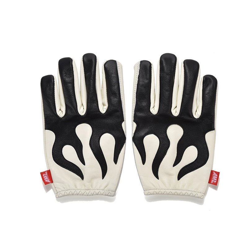 AMZ Flame Cruiser Leather Retro Motorcycle Gloves - Savile Speed Co.