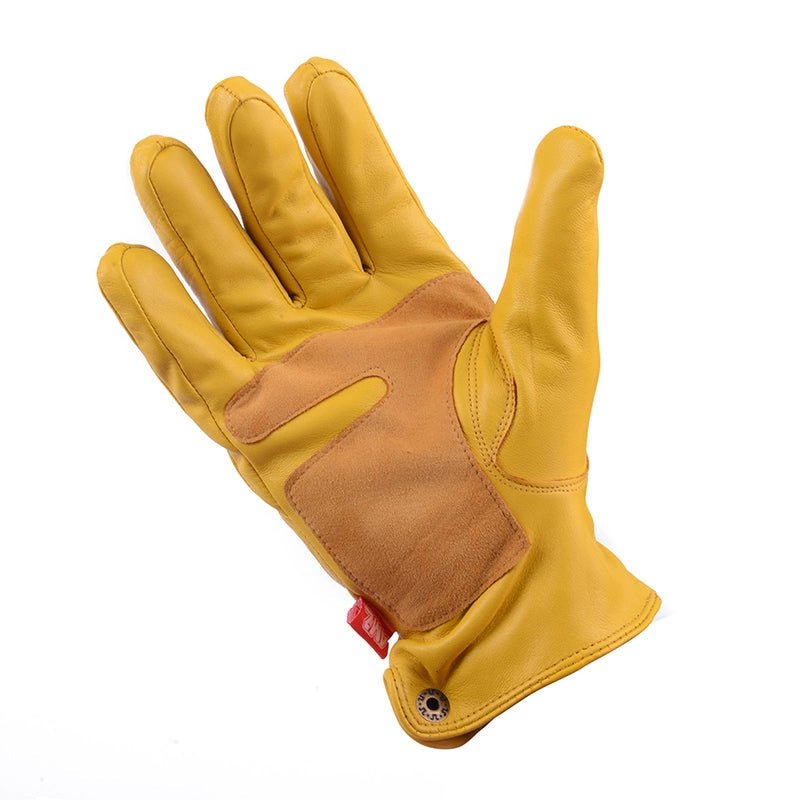 AMZ Yellow Vintage Lambskin Retro Motorcycle Gloves - Savile Speed Co.
