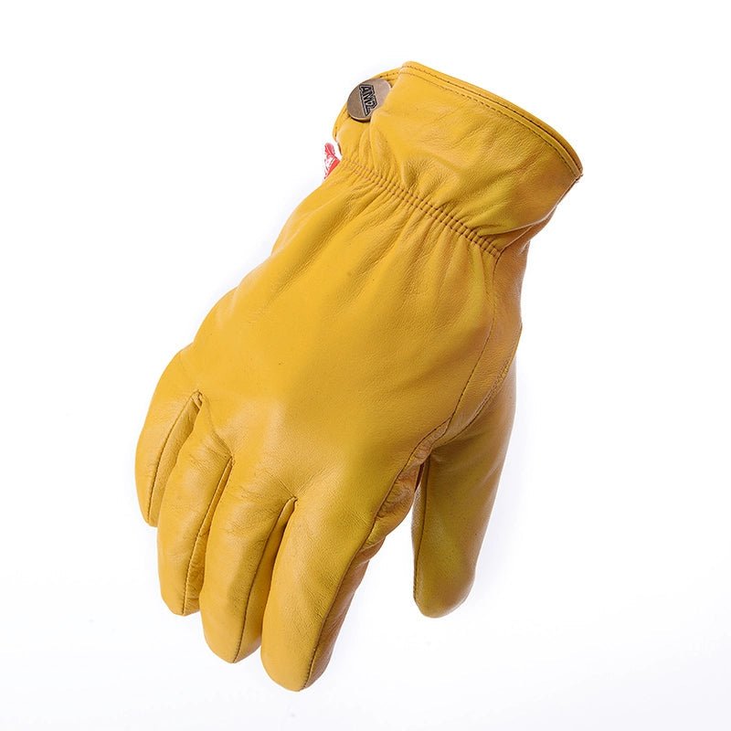 AMZ Yellow Vintage Lambskin Retro Motorcycle Gloves - Savile Speed Co.