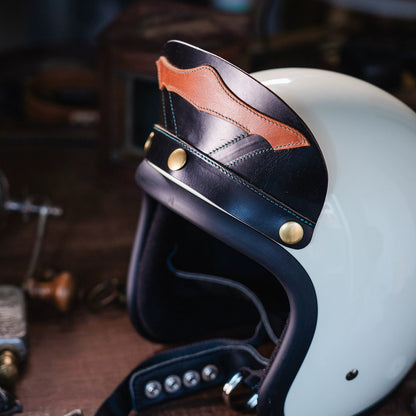 Bark&Bond Retro Motorcycle Helmet Brim 3-Snap Cafe Racer Helmet Visor - Savile Speed Co. - classic open face helmet