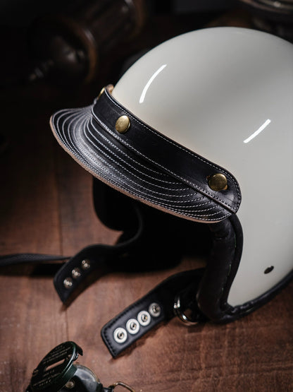Bark&Bond Retro Motorcycle Helmet Brim 3-Snap Cafe Racer Helmet Visor - Savile Speed Co. - classic open face helmet
