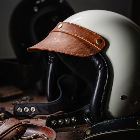 Bark&Bond Retro Motorcycle Helmet Brim 3-Snap Cafe Racer Helmet Visor - Savile Speed Co. - classic open face helmet