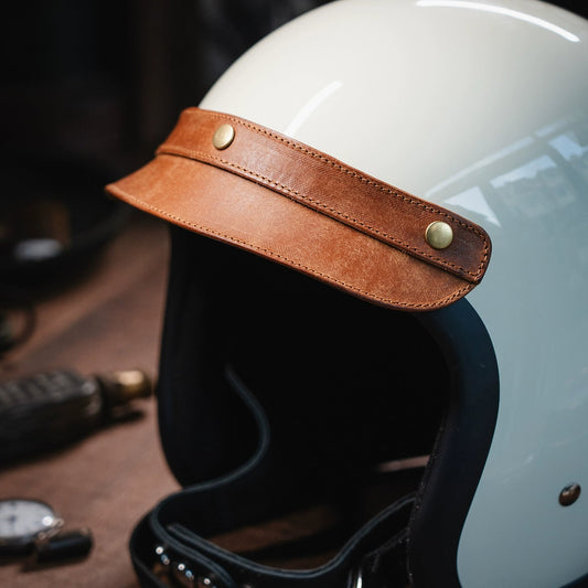 Bark&Bond Retro Motorcycle Helmet Brim 3-Snap Cafe Racer Helmet Visor - Savile Speed Co. - classic open face helmet