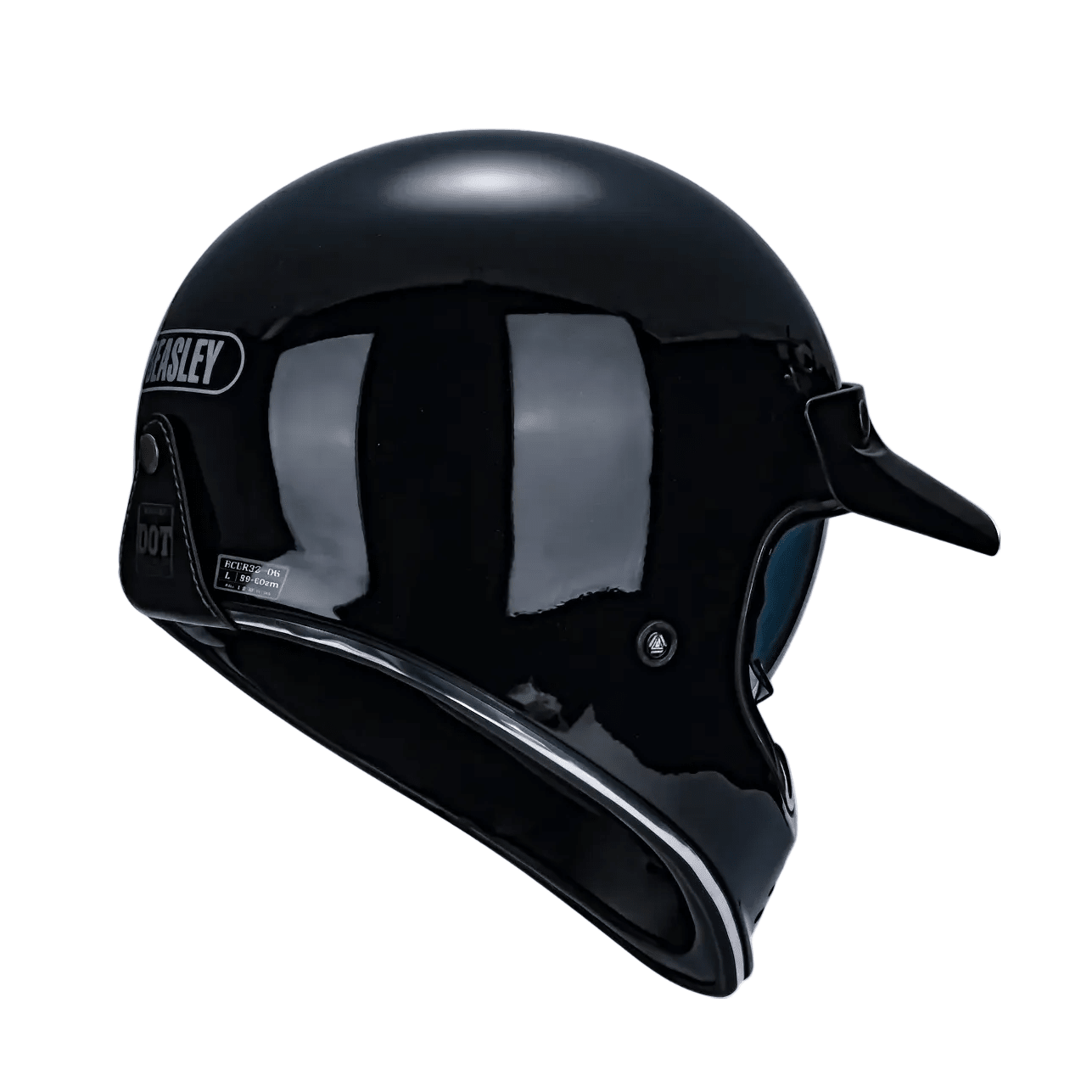 BEASLEY 502 vintage moto helmet on rider – cafe racer scrambler style – DOT ECE open face retro helmet – Savile Speed Co.