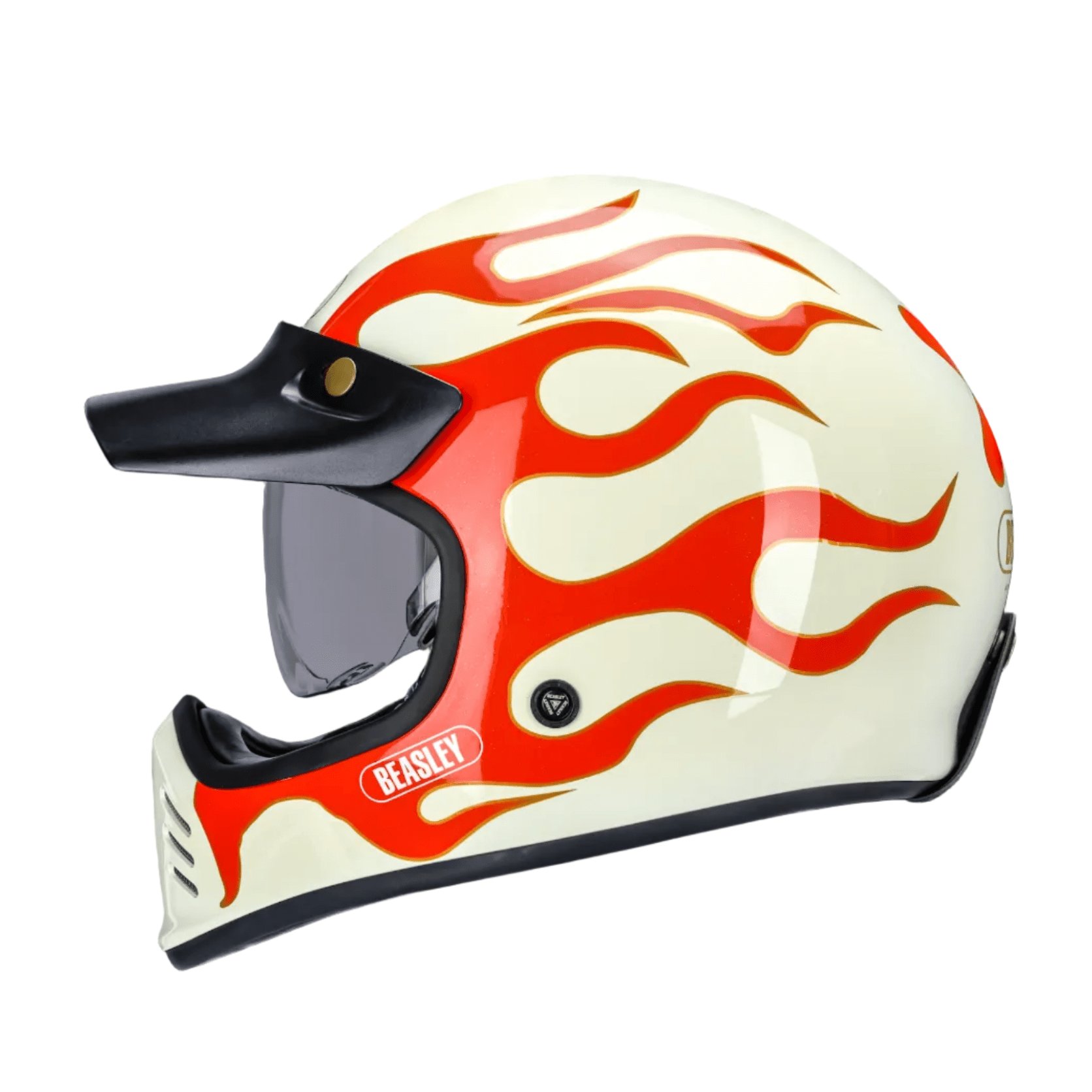 BEASLEY 502 vintage cafe racer helmet worn – scrambler retro motorcycle style – DOT ECE open face lid – Savile Speed Co.