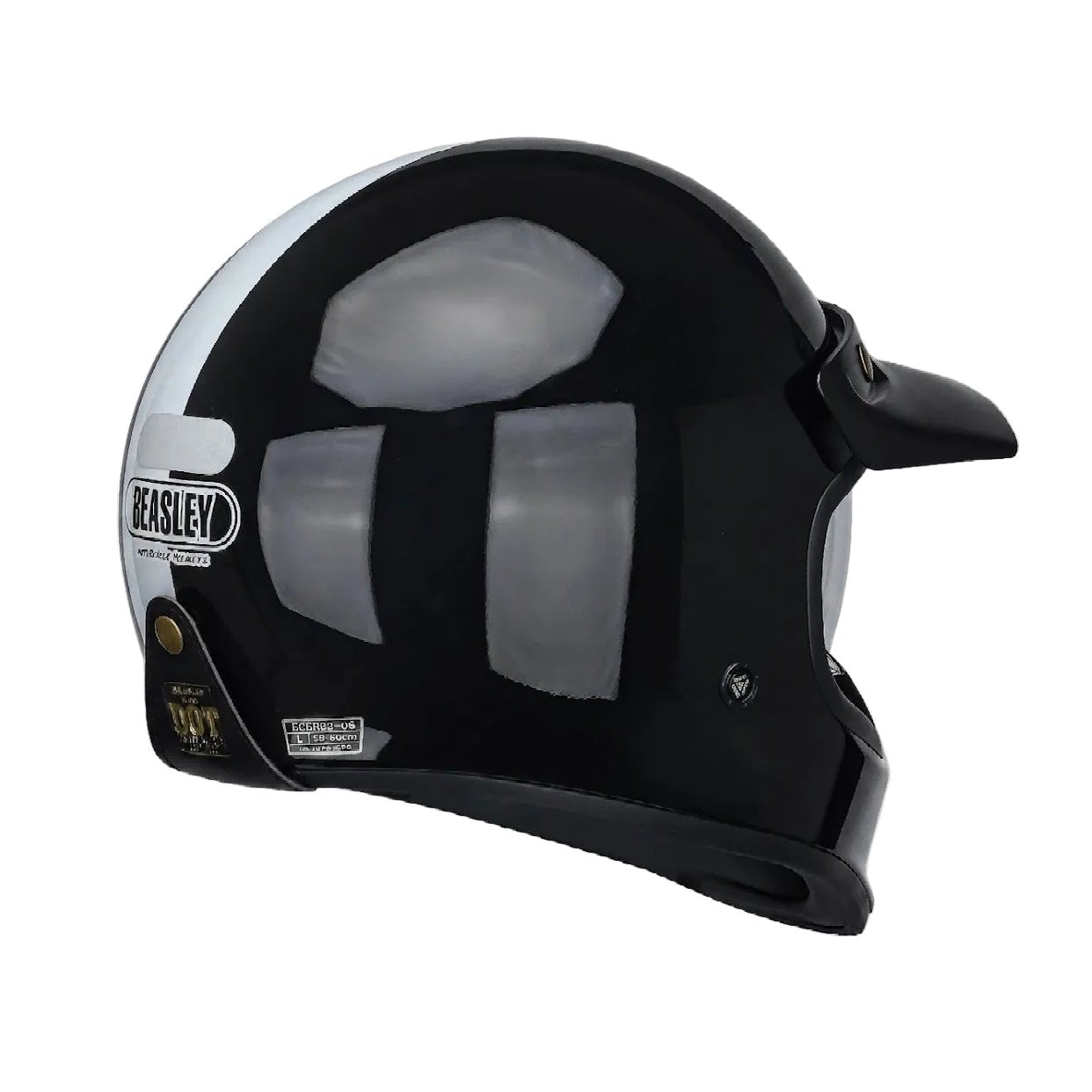 BEASLEY 502 retro helmet brow ridge detail – classic scrambler motorcycle lid – vintage cafe racer open face helmet – Savile Speed Co.