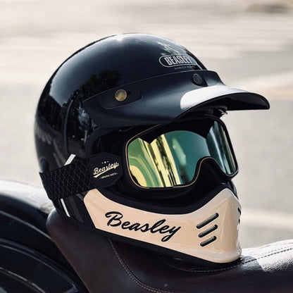 BEASLEY 502 retro moto helmet side profile – lightweight fiberglass shell – scrambler cafe racer helmet – Savile Speed Co.