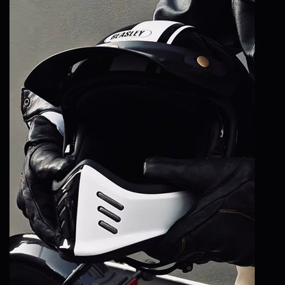 BEASLEY 502 scrambler helmet back view – ventilated retro motorcycle lid – cafe racer vintage moto helmet – Savile Speed Co.