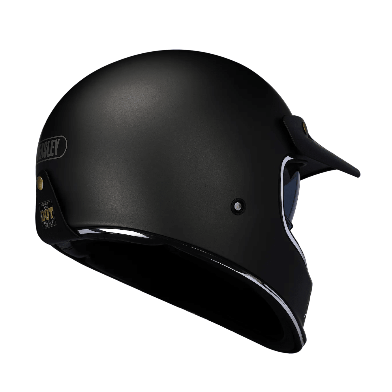 BEASLEY 502 scrambler helmet profile shot – classic retro open face style – vintage motorcycle helmet DOT ECE – Savile Speed Co.