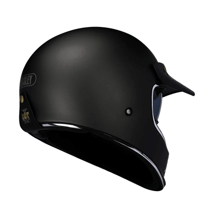BEASLEY 502 scrambler helmet profile shot – classic retro open face style – vintage motorcycle helmet DOT ECE – Savile Speed Co.