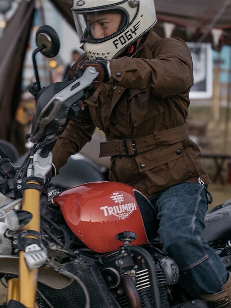Fogy Classic Waxed Cotton Motorcycle Jacket Retro Café Racer Riding Gear - Savile Speed Co.