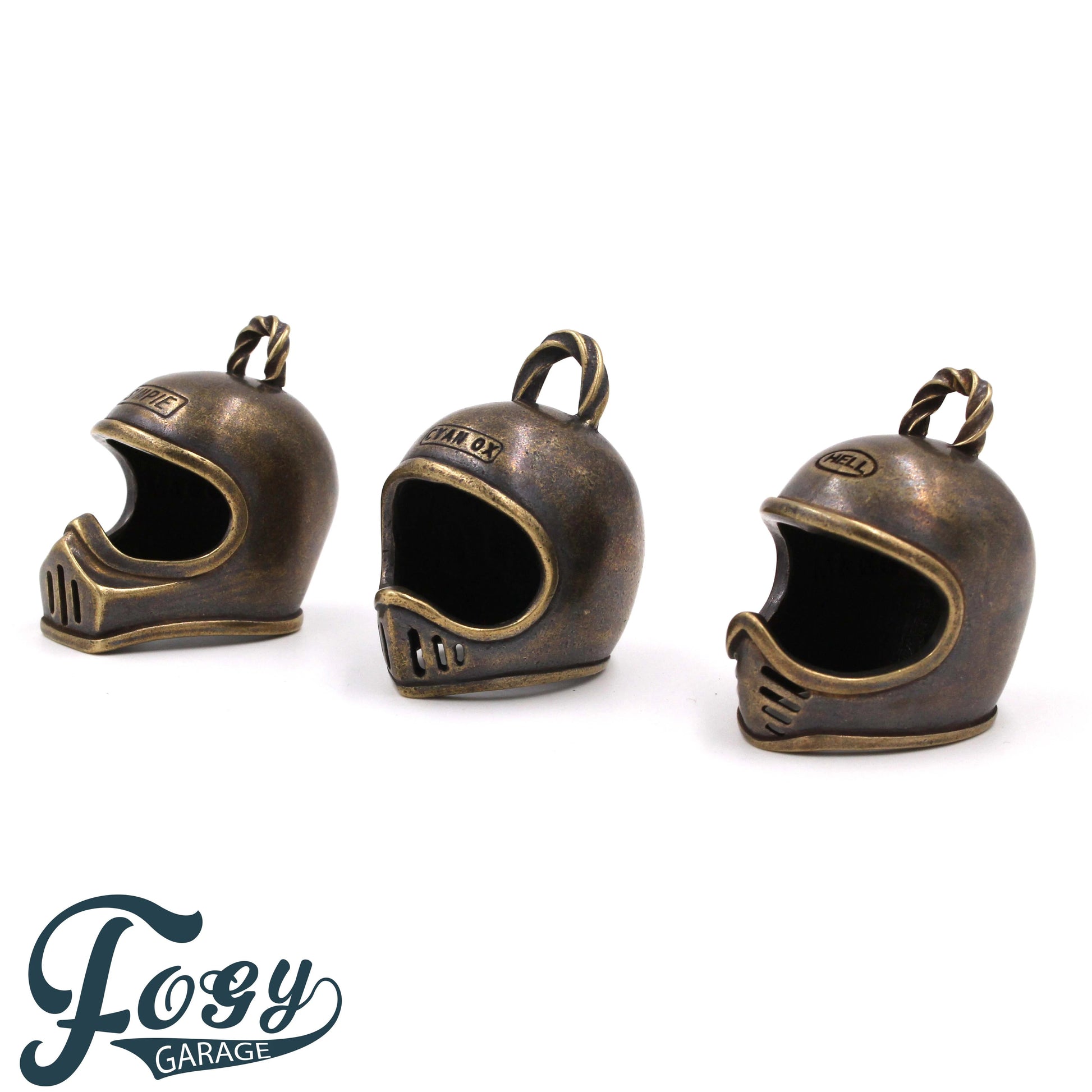 Fogy Garage Brass Handmade Helmet Keychain - Savile Speed Co.
