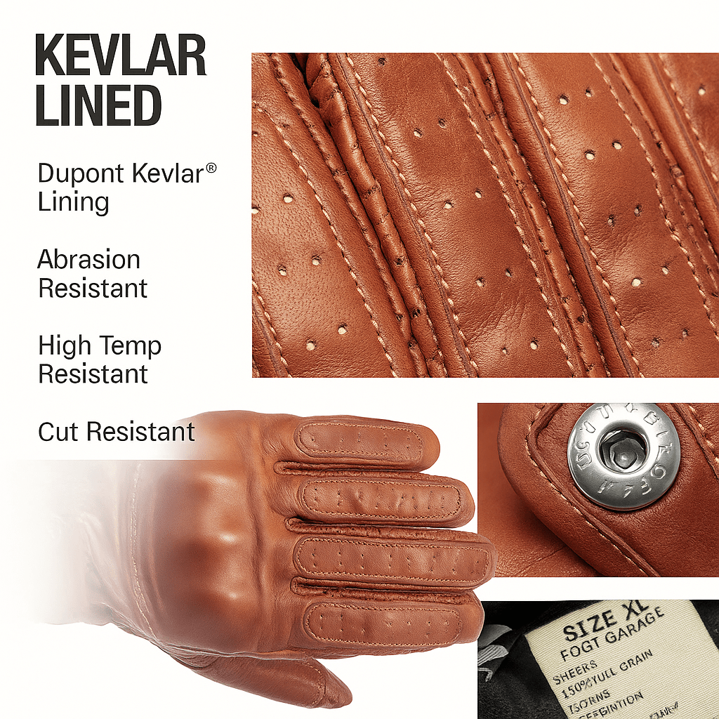 Fogy Garage Ethiopian Sheepskin Kevlar Lined Retro Motorcycle Gloves - Savile Speed Co.