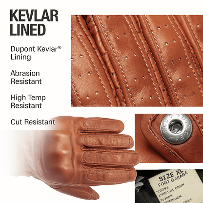 Fogy Garage Ethiopian Sheepskin Kevlar Lined Retro Motorcycle Gloves - Savile Speed Co.