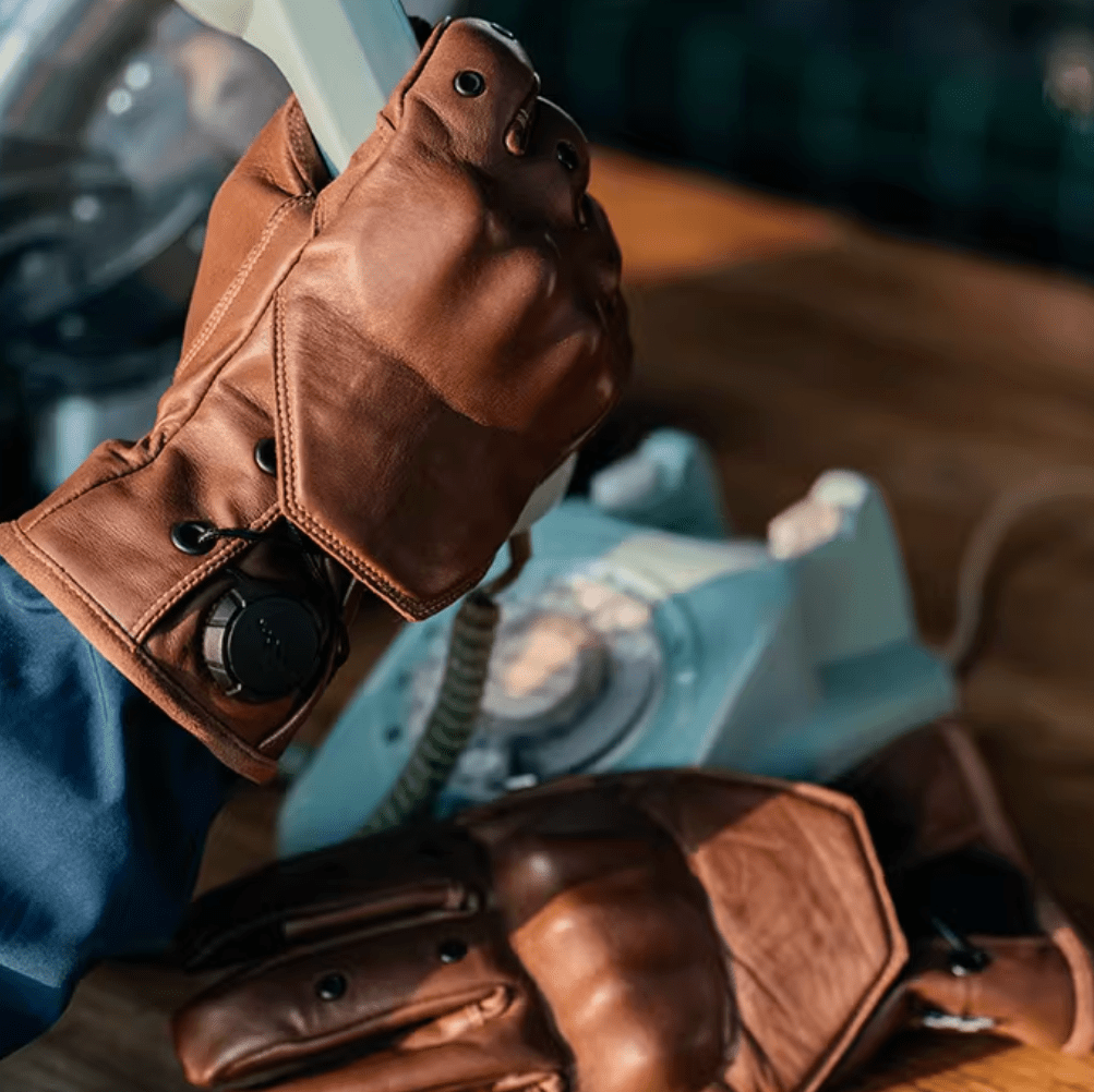 Fogy Garage Fidlock Leather Retro Motorcycle Gloves - Savile Speed Co.