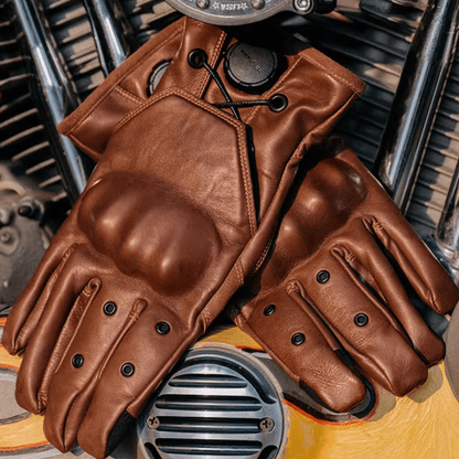Fogy Garage Fidlock Leather Retro Motorcycle Gloves - Savile Speed Co.