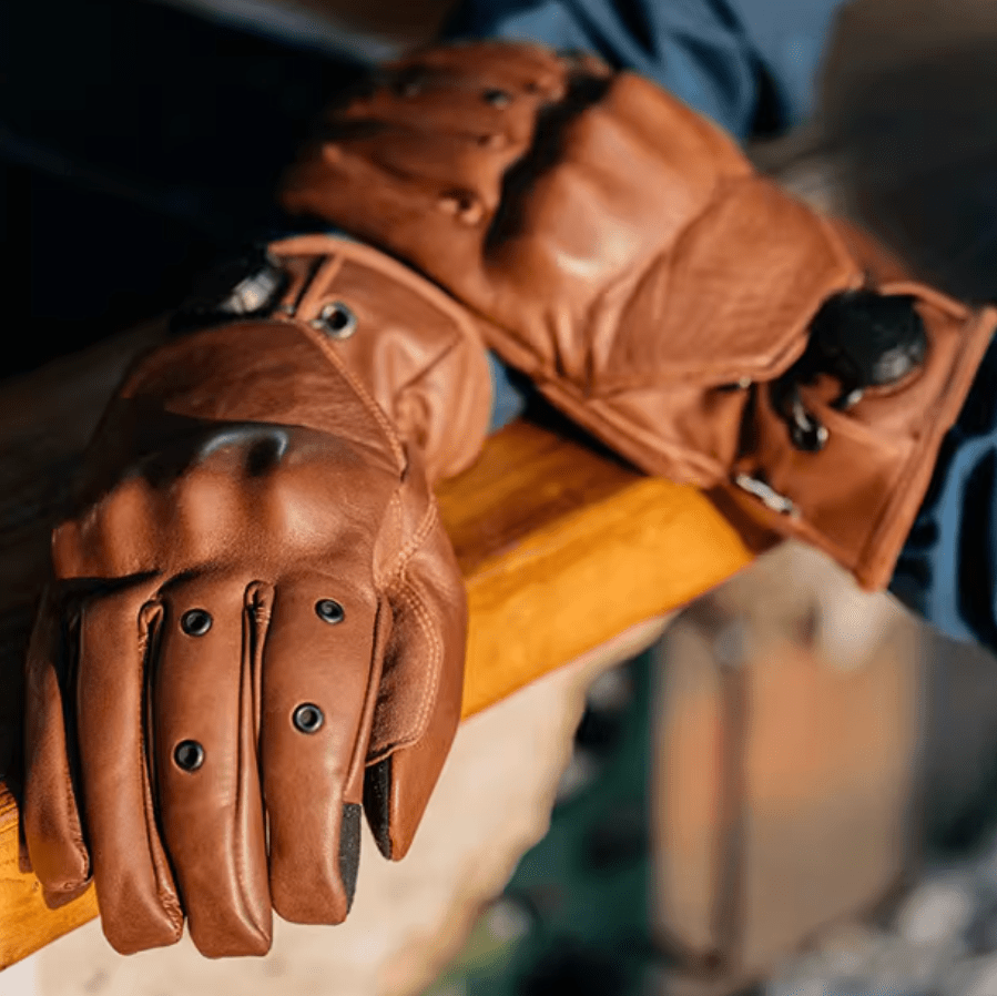 Fogy Garage Fidlock Leather Retro Motorcycle Gloves - Savile Speed Co.