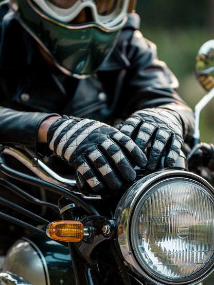 Fogy Garage Prisoner Retro Motorcycle Riding Gloves Lambskin - Savile Speed Co.