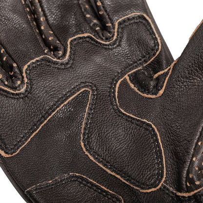 Fogy Garage motorcycle gloves texture detail – full-grain cowhide leather – retro vintage riding gloves – Savile Speed Co.
