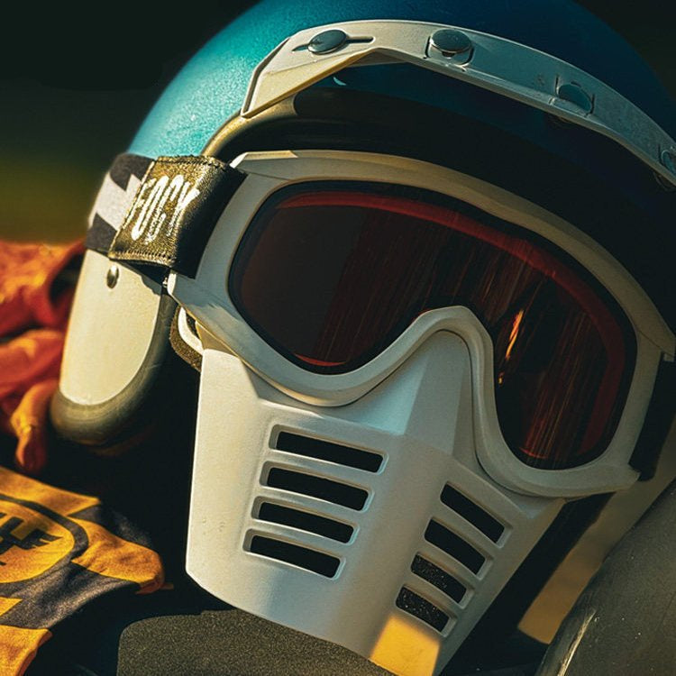 Fogy Garage scrambler motorcycle goggles with mask – vintage retro riding eyewear – cafe racer moto goggles – Savile Speed Co.