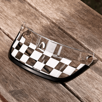 Vintage helmet peak accessory – JEF 3-snap sun visor – retro moto cafe racer – Savile Speed Co.