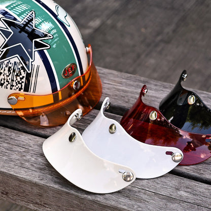 JEF Wave helmet peak front view – curved visor design cafe racer scrambler – retro motorcycle style – Savile Speed Co.
