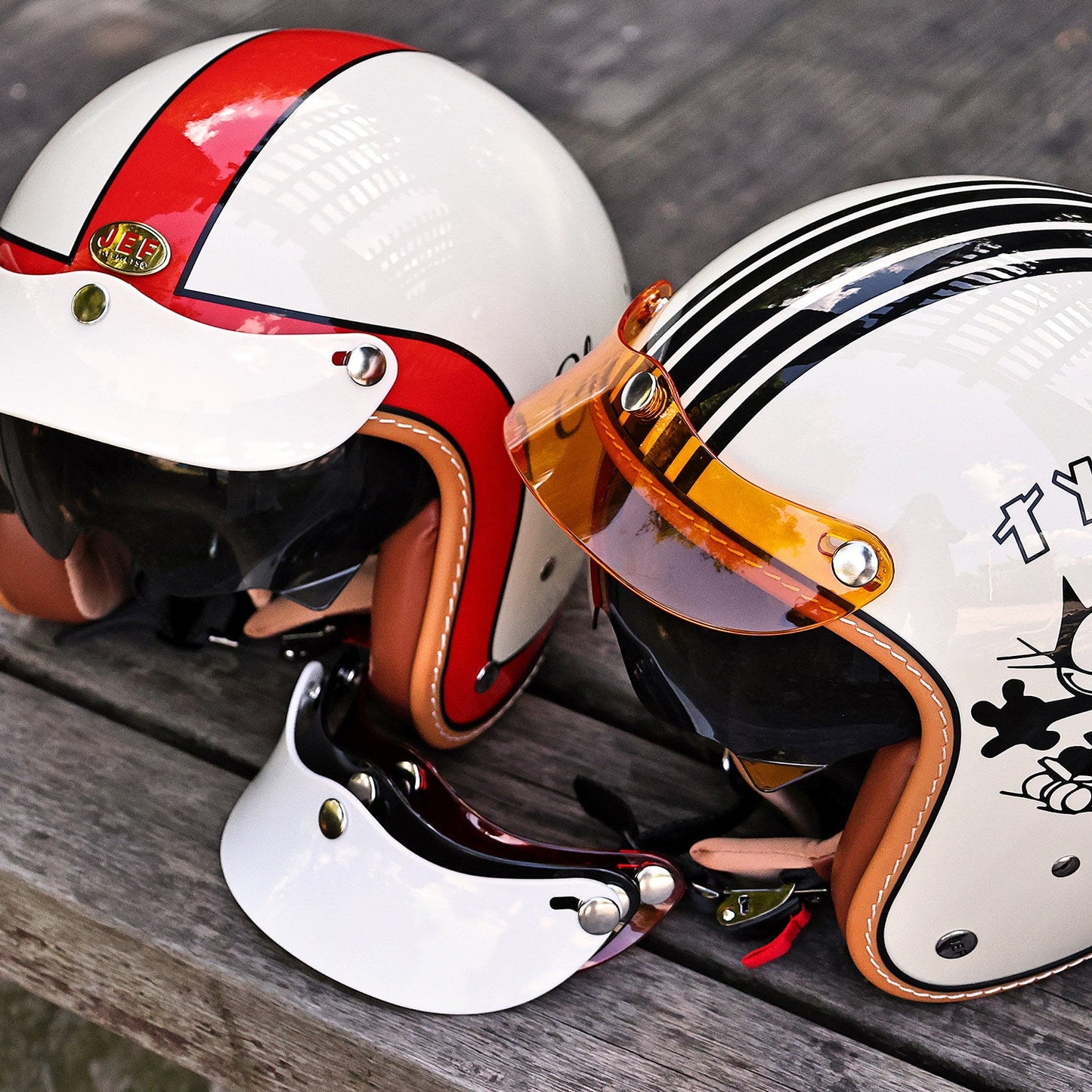JEF Wave retro sun visor on helmet – shade visor vintage motorcycle style – cafe racer open face rider – Savile Speed Co.