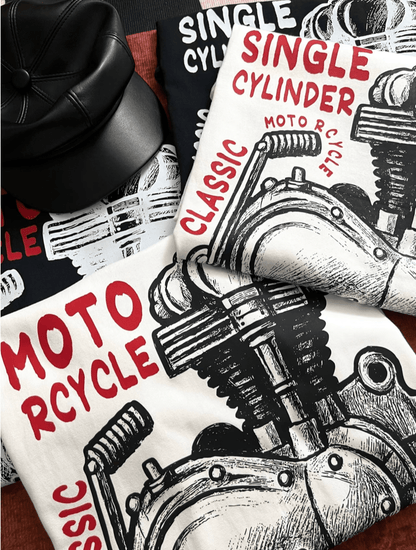 Moke Design Retro Motorcycle Single Cylinder Kawasaki W650 T-shirt - Savile Speed Co.