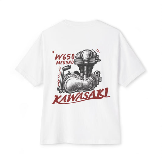 Moke Design Retro Motorcycle Single Cylinder Kawasaki W650 T-shirt - Savile Speed Co.