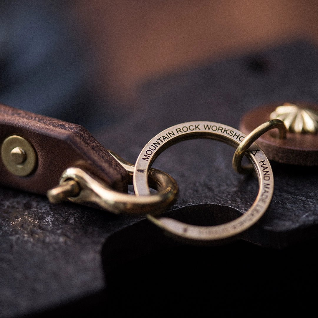 Mountain Rock Handmade Brass and Leather keychain - Savile Speed Co.