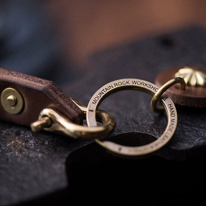 Mountain Rock Handmade Brass and Leather keychain - Savile Speed Co.