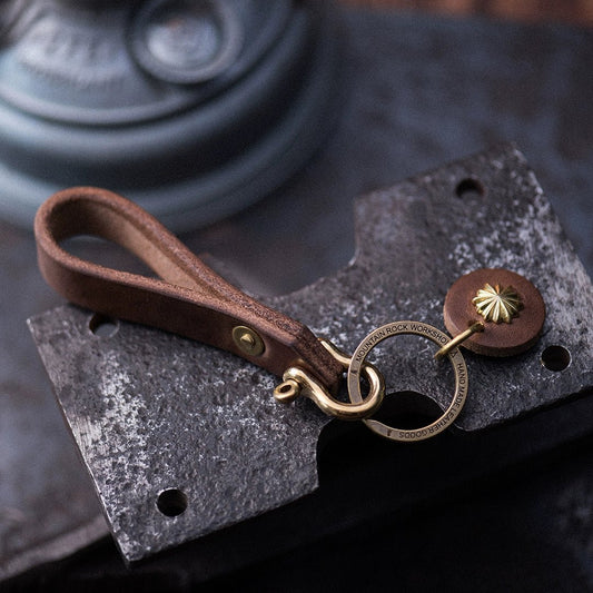 Mountain Rock Handmade Brass and Leather keychain - Savile Speed Co.