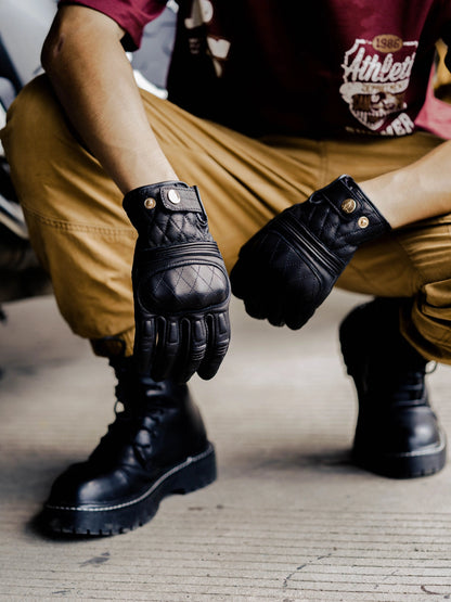 MR MOTOR Diamond Retro Motorcycle Riding Gloves - Savile Speed Co.