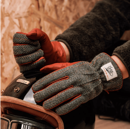 MR MOTOR Maloni Tweed Retro Motorcycle Riding Gloves - Savile Speed Co.