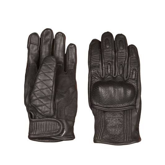 MR MOTOR retro motorcycle gloves worn – cafe racer scrambler vintage style – sheepskin perforated riding gloves – Savile Speed Co.