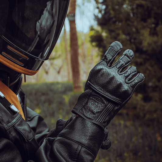 MR MOTOR sheepskin perforated retro motorcycle gloves – breathable leather riding gloves – cafe racer vintage moto style – Savile Speed Co.