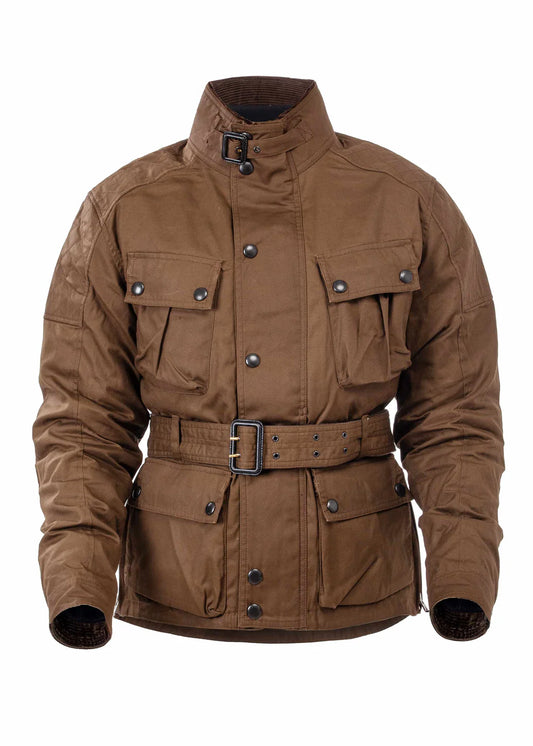 Fogy Classic Waxed Cotton Motorcycle Jacket Retro Café Racer Riding Gear