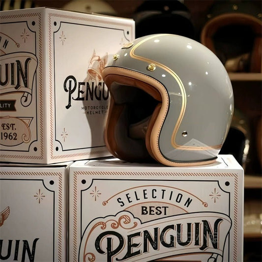 PENGUIN Magellan Open Face Retro Motorcycle Helmet DOT Certified - Savile Speed Co.