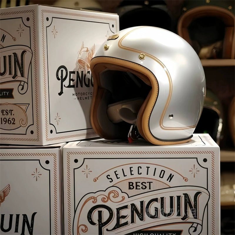PENGUIN Magellan Open Face Retro Motorcycle Helmet DOT Certified - Savile Speed Co.
