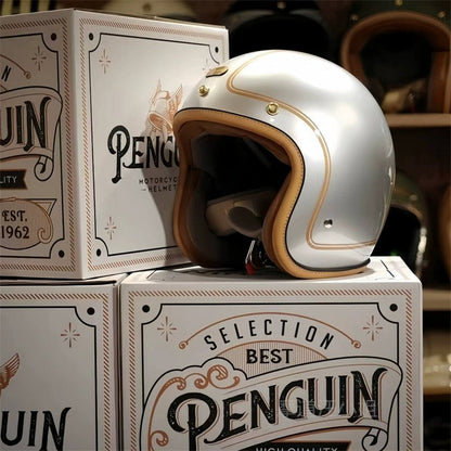 PENGUIN Magellan Open Face Retro Motorcycle Helmet DOT Certified - Savile Speed Co.