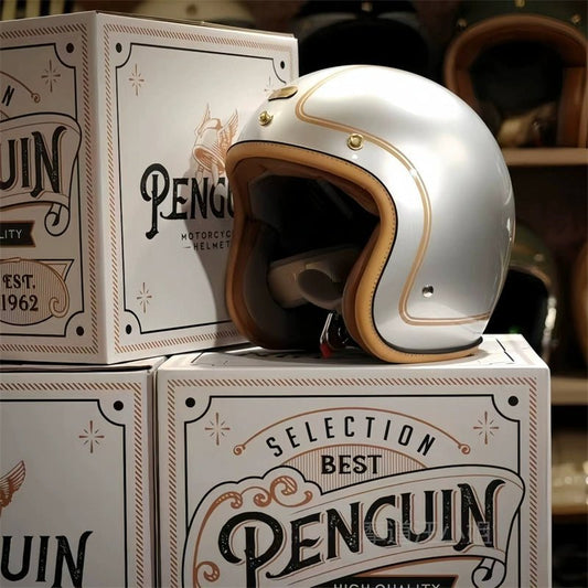 PENGUIN Magellan Open Face Retro Motorcycle Helmet DOT Certified - Savile Speed Co.