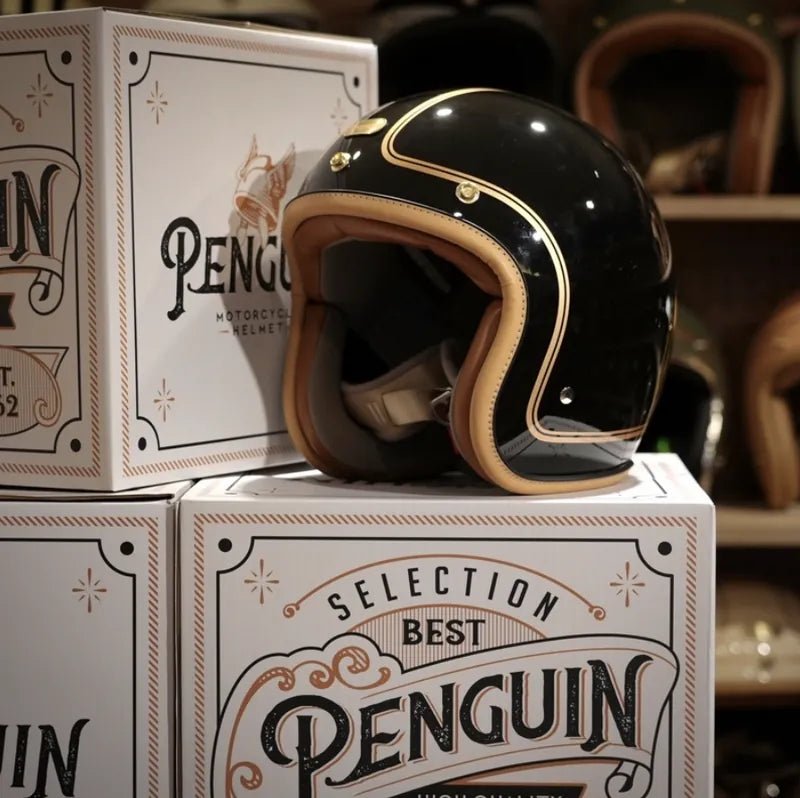 PENGUIN Magellan Open Face Retro Motorcycle Helmet DOT Certified - Savile Speed Co.