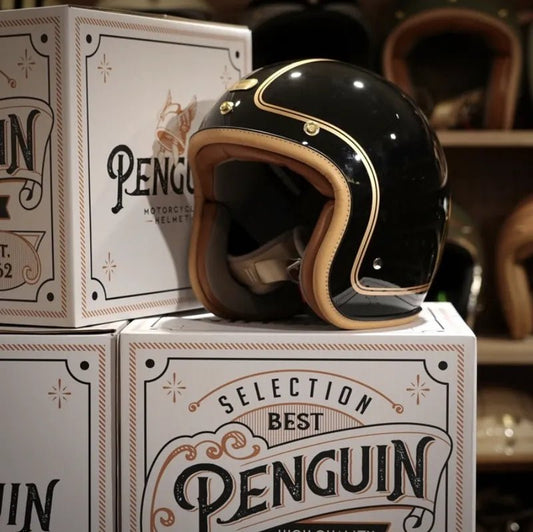 PENGUIN Magellan Open Face Retro Motorcycle Helmet DOT Certified - Savile Speed Co.