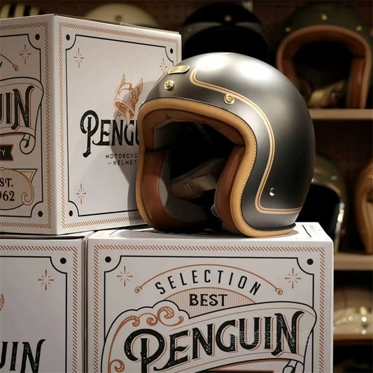 PENGUIN Magellan Open Face Retro Motorcycle Helmet DOT Certified - Savile Speed Co.