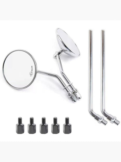 Retro Chrome & Black Motorcycle Mirrors Universal Fit Café Racer Style - Savile Speed Co.