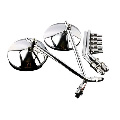 Retro Chrome & Black Motorcycle Mirrors Universal Fit Café Racer Style - Savile Speed Co.