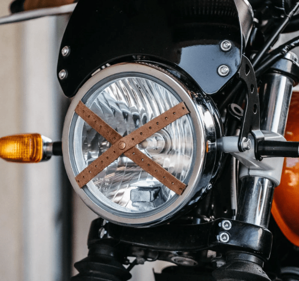 Savile Speed Retro Motorcycle Leather X Strap Headlight - Savile Speed Co.