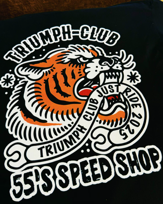 55 Shark Vintage Triumph Tiger Print T-Shirt